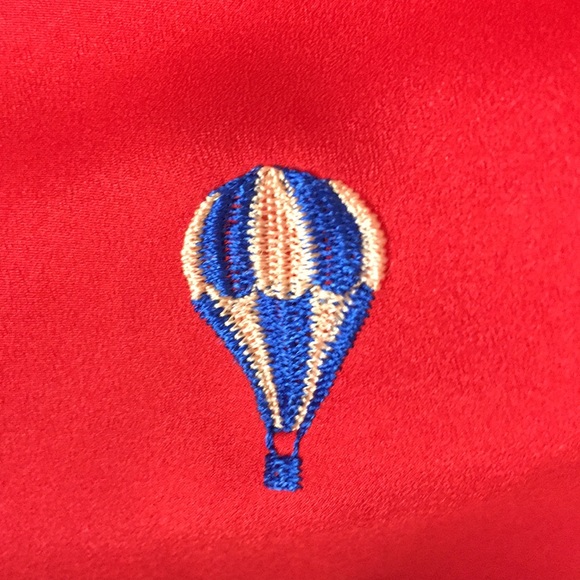 Nishe Red dress with multicolor embroidered hot air balloons & Peter Pan collar - Picture 11 of 15